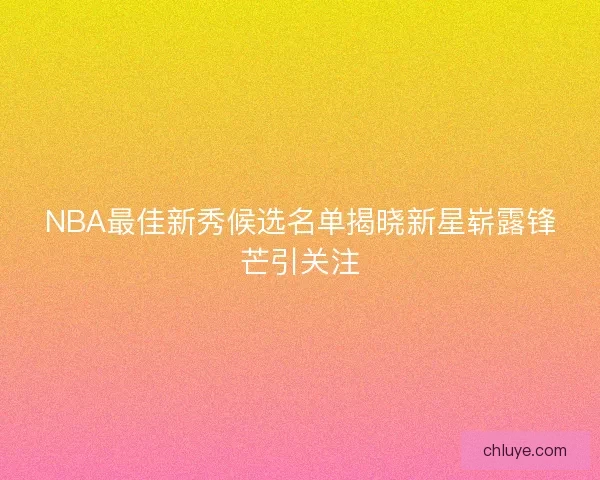 NBA最佳新秀候选名单揭晓新星崭露锋芒引关注